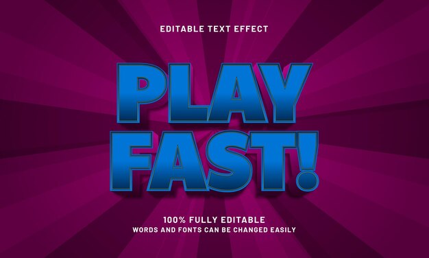 play fast editable text effects with a game and play theme