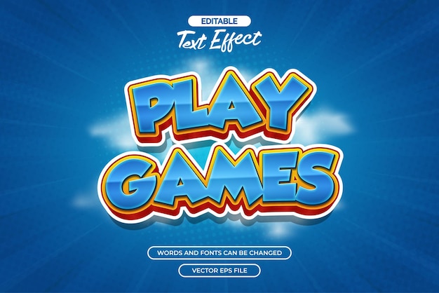 Play games editable text effect with cloud background