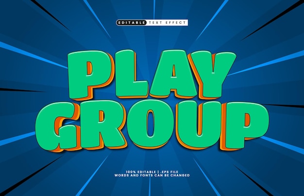 play group editable text effect with a kids and game text style