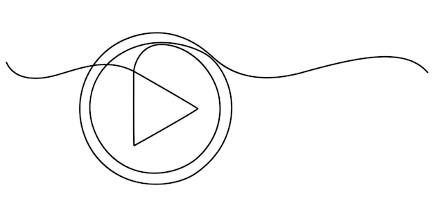 Play icon in continuous line drawing style Line art of play button Vector illustration Abstract