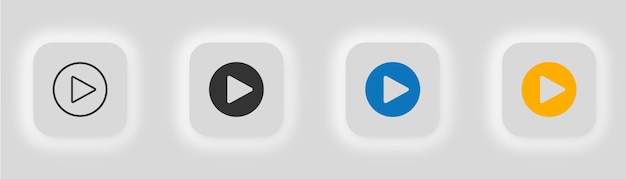 Play icon Media start button in white black blue and gold illustration symbol Start music vector