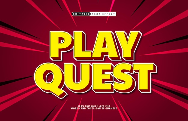 play quest editable text effect with a kids and happy text style