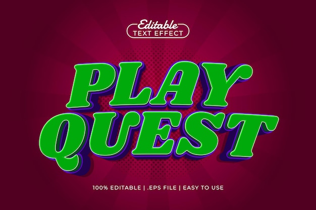 play quest editable text effect with a play game text style