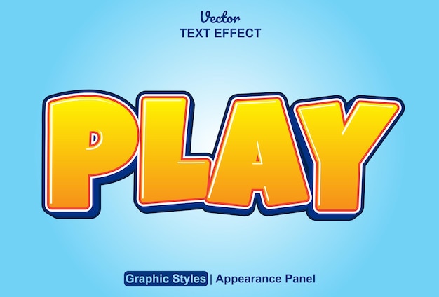 play text effect with orange color graphic style editable