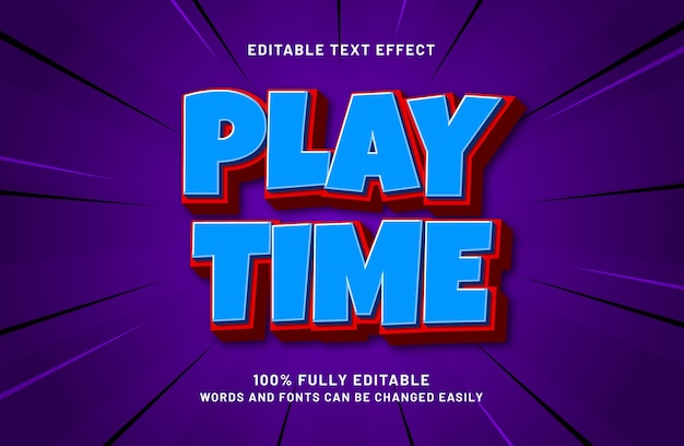 play time editable text effect in speed and kids text style