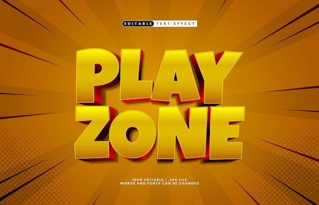 play zone editable text effect with a kids and game text style