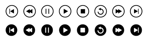 Player button icon Vector play rewind pause stop buttons