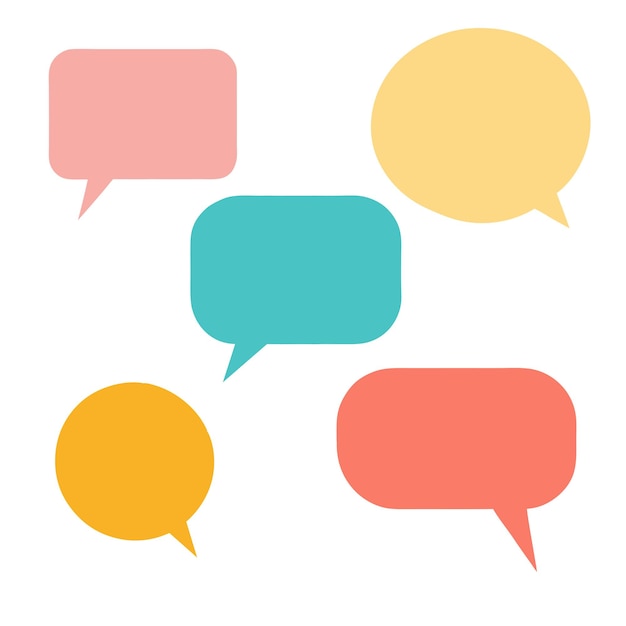 Playful Vector Speech Bubbles Set with Soft Pastel Colors and Dynamic Shapes