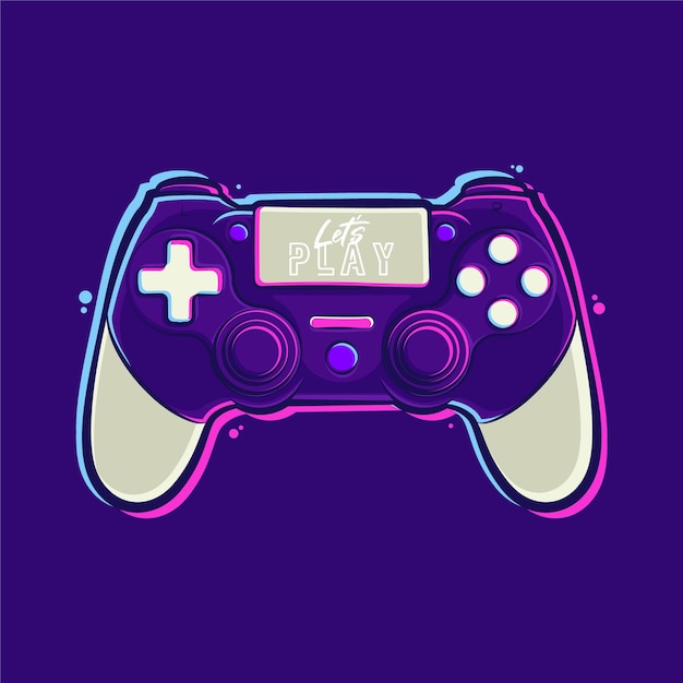 Playstation stick controller cartoon illustration Premium Vector
