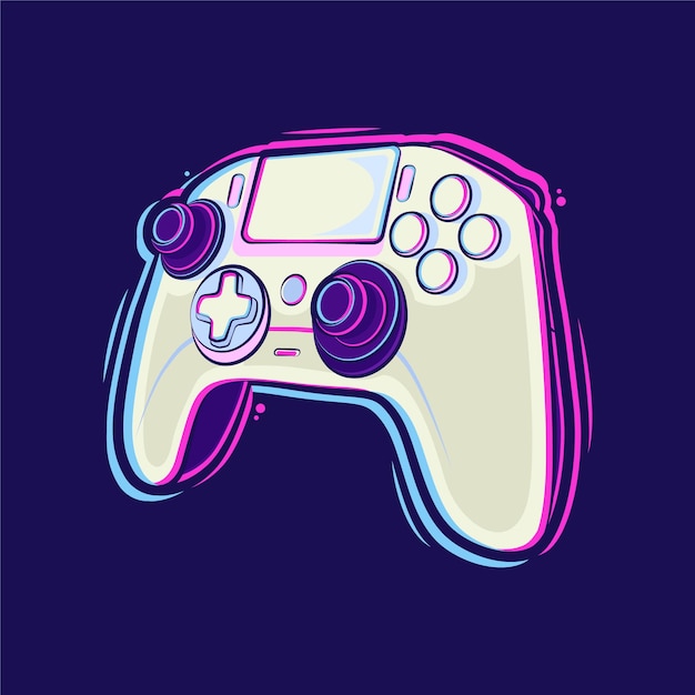 Playstation stick controller cartoon illustration Premium Vector