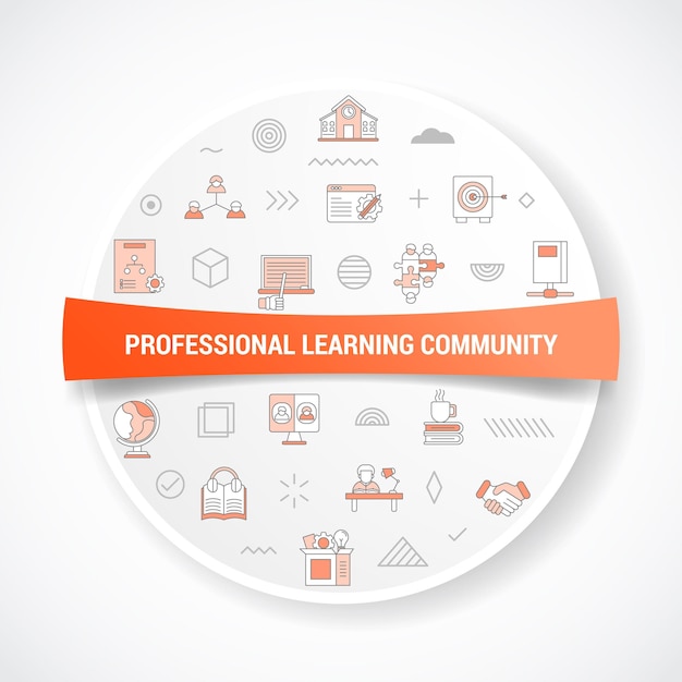 plc professional learning community concept with icon concept with round or circle shape for badge