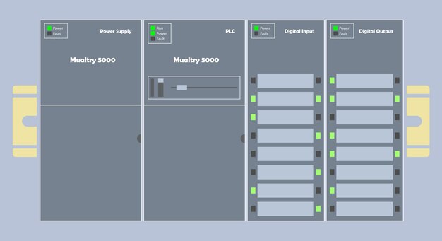 plc programable logic controller with input and output vector flat design
