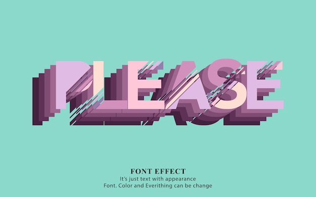 please text effect with retro Typography please wishing vector illustration background