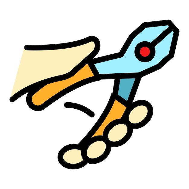 Pliers in the hand icon Outline pliers in the hand vector icon color flat isolated
