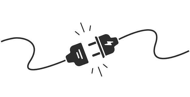 Plug electric turn off connection flat cartoon icon graphic illustration idea of 404 error
