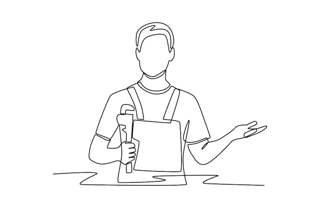 Plumber Plumber concept oneline drawing