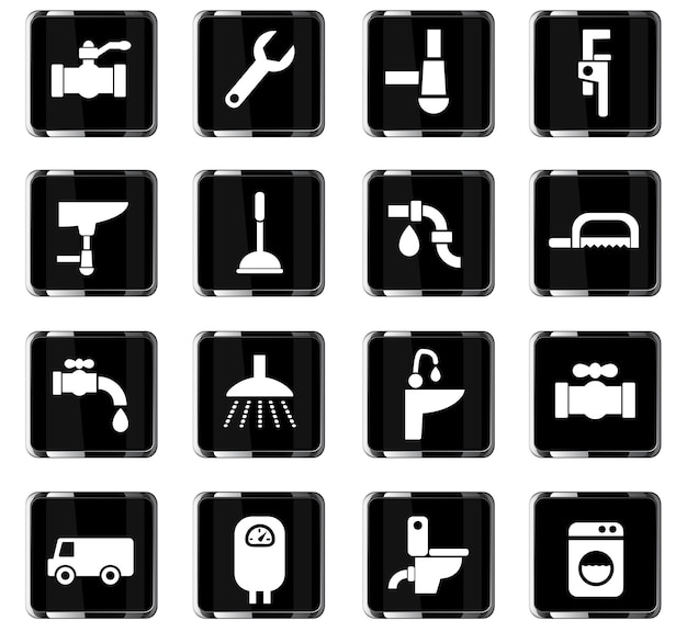 Plumbing service web icons for user interface design