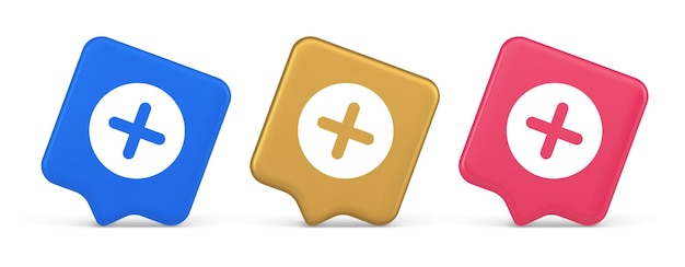 plus add button mathematical addition symbol 3d realistic icon