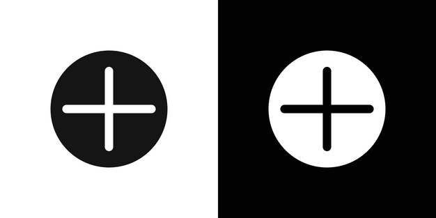 Plus icon flat line symbol set