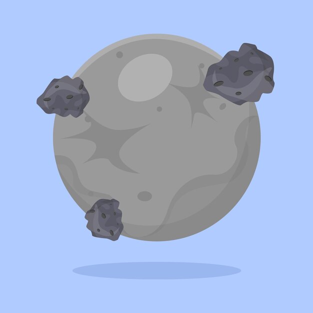 Pluto planet vector cartoon with asteroids