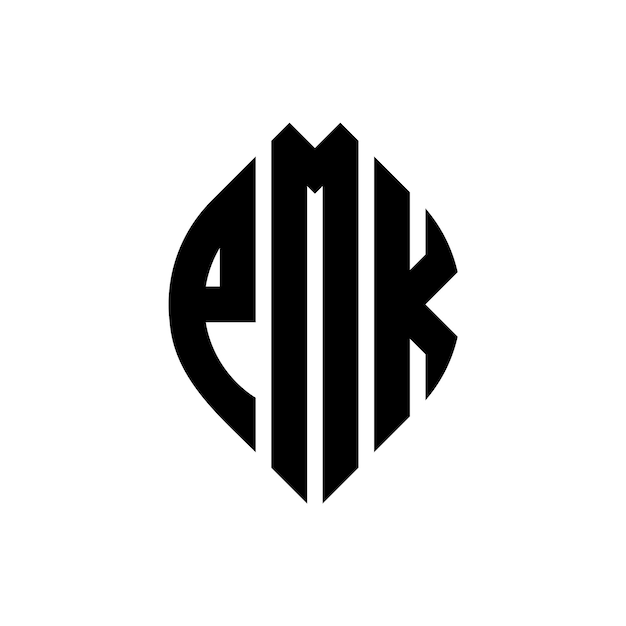 PMK circle letter logo design with circle and ellipse shape PMK ellipse letters with typographic style The three initials form a circle logo PMK Circle Emblem Abstract Monogram Letter Mark Vector