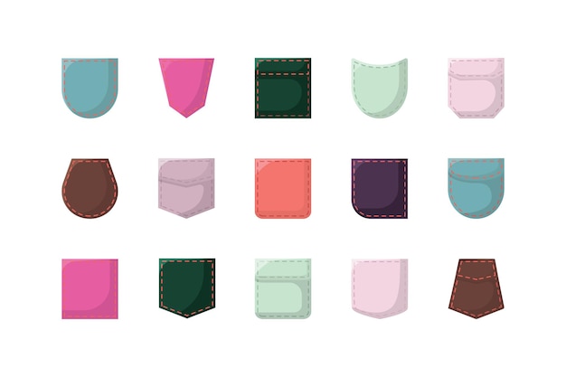 Pocket vector cartoon set icon Vector illustration fabric pouch on white background
