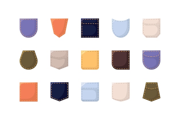 Pocket vector cartoon set icon Vector illustration fabric pouch on white background
