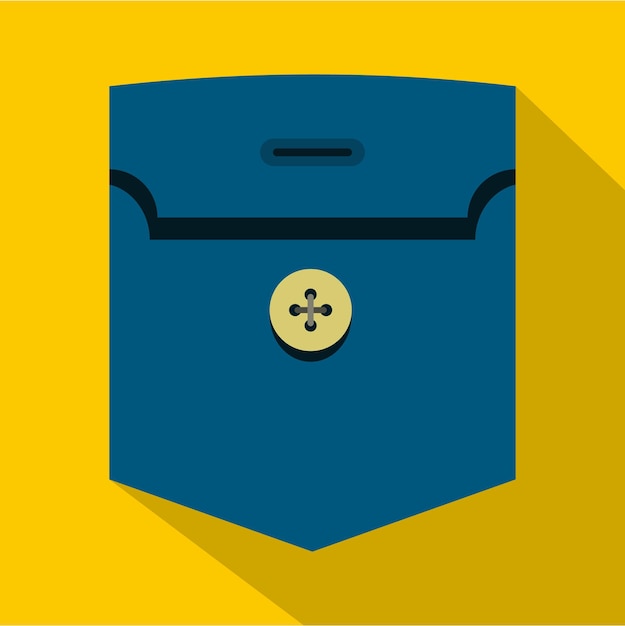 Pocket with button con. Flat illustration of pocket with button vector icon for web