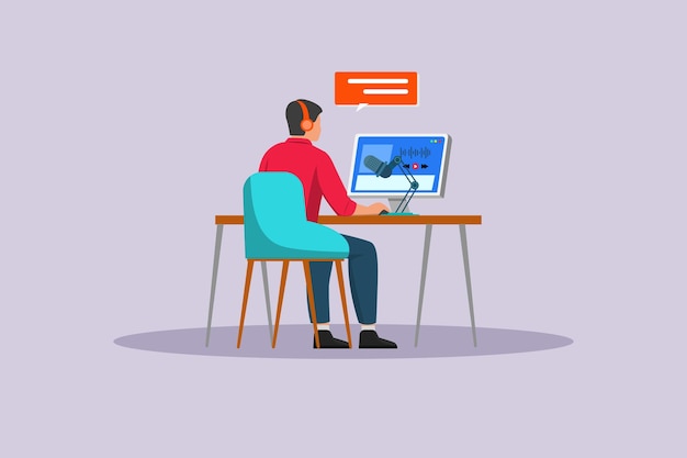 Podcast concept Colored flat vector illustration isolated