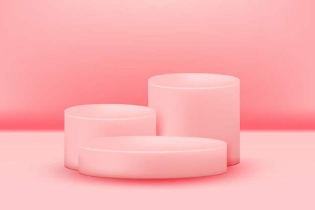 Podie Valentinsdag blød pink 3D simpel illustration