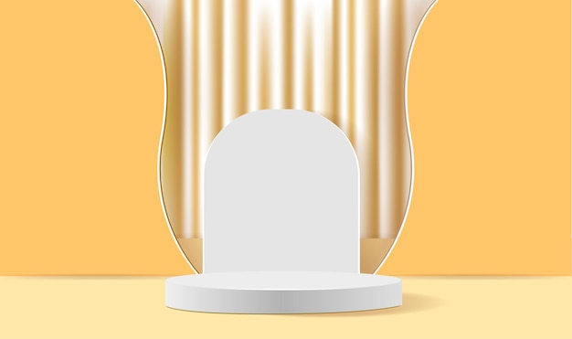 Podium minimal display product promotion, background yellow