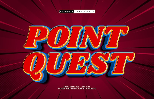 point quest editable text effect with a kids and game text style