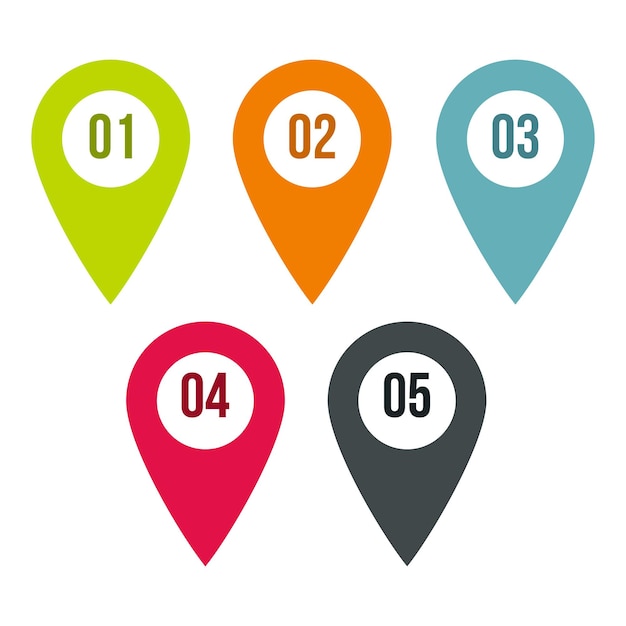 Pointer icons set Flat illustration of 5 pointer vector icons for web
