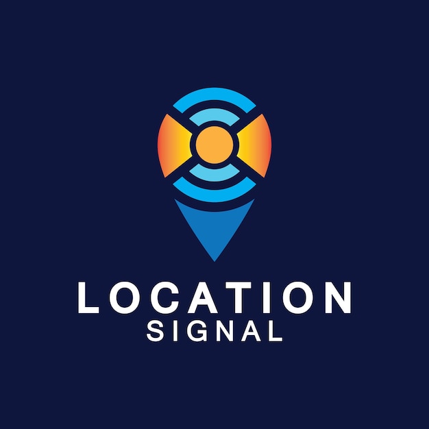 Pointer map with wifi internet signal location connection icons logo design