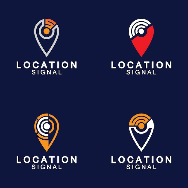 Pointer map with wifi internet signal location connection icons logo design