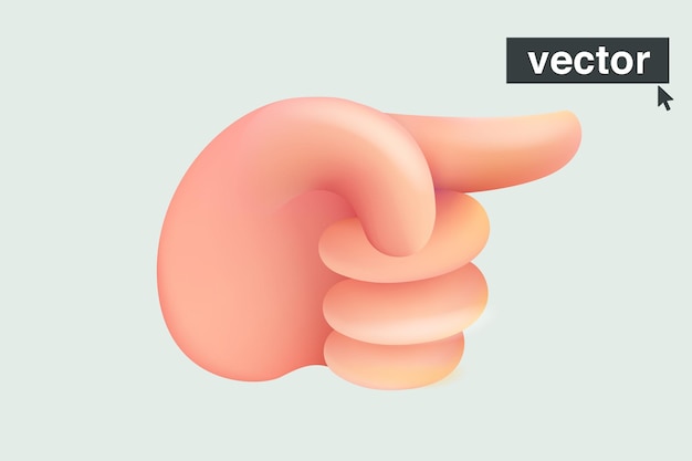 pointing finger emoji realistic vector 3d illustration in cartoon style