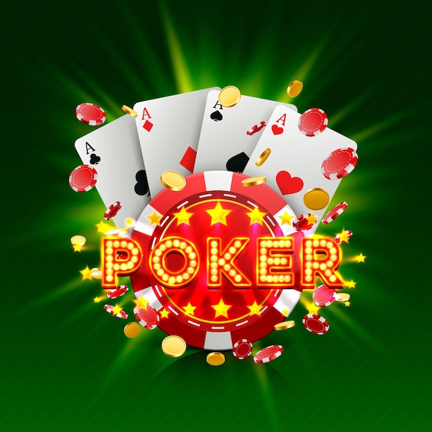 poker casino banner signboard on the green background. vector illustration