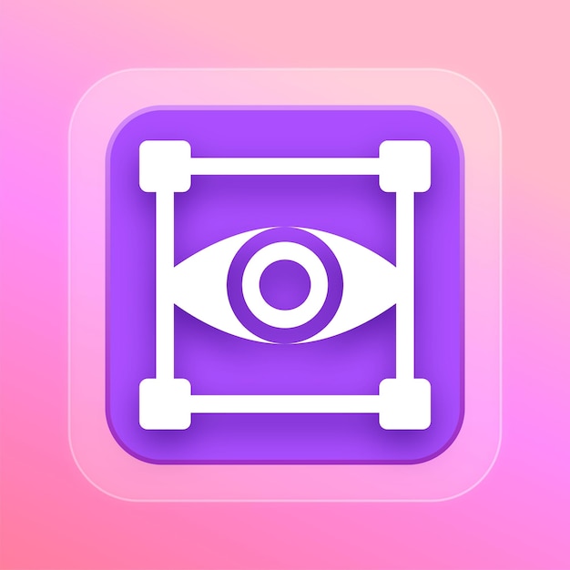 Polished Purple Glass Effect Camera Lens Icon with Editable Background