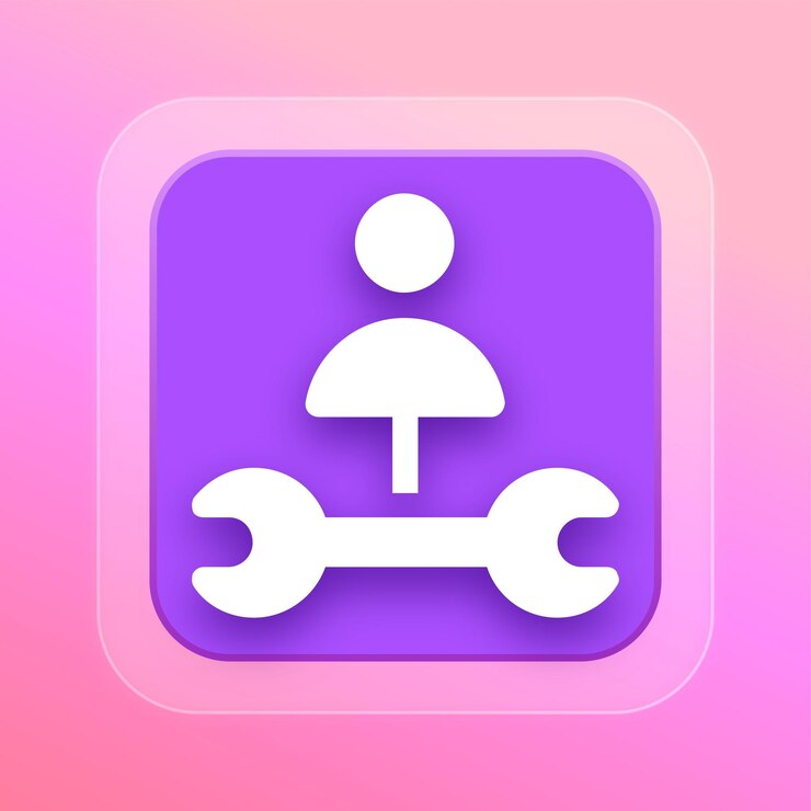 Vektör polished purple glass effect labor icon with editable background