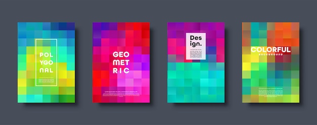Polygonal abstract background with squares colorful gradient design low poly geometric rectangle