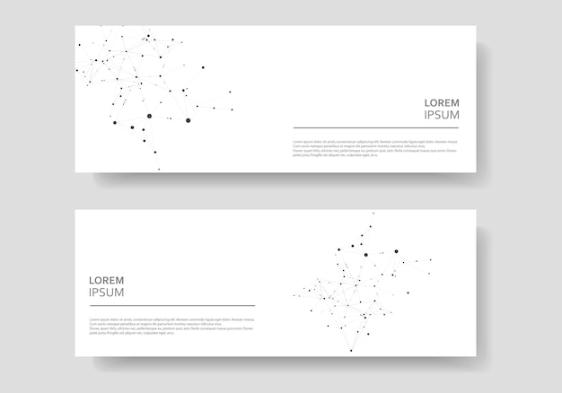 Polygonal abstract banner set with connected line and dots