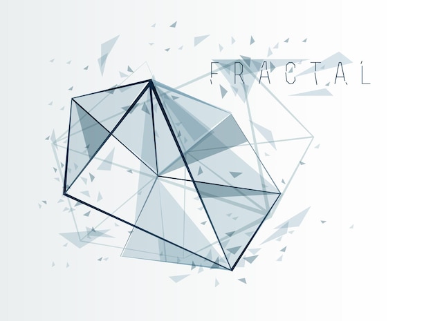 polygonal elements vector abstract background, low poly 3d object, connected lines in perspective fractal design element, mesh lattice net technology theme.