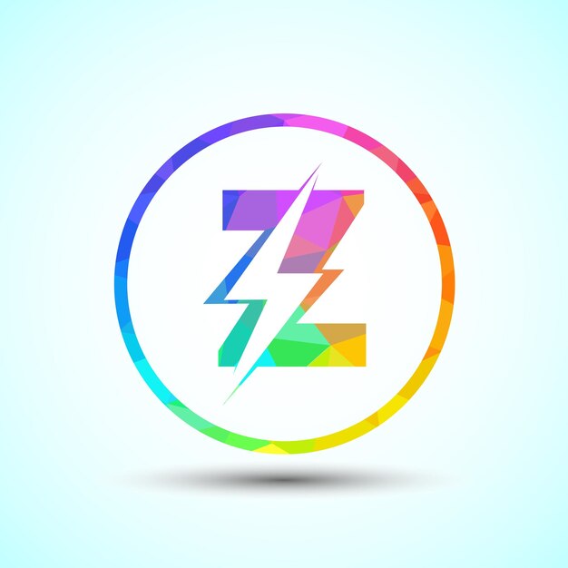 Polygonal Initial letter Z logo design with lighting thunder bolt Electric bolt logo template