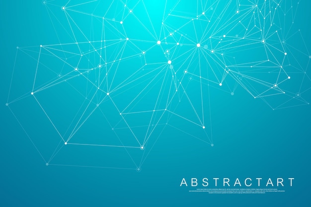 Polygonal science background with connecting dots and lines. Abstract plexus geometric effect. Digital data visualization background. Vector illustration