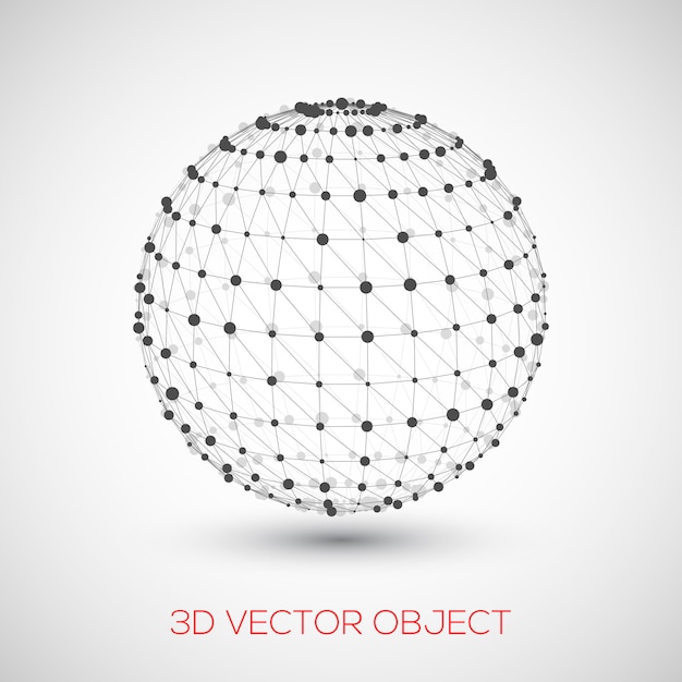 polygonal sphere connected with dots and lines