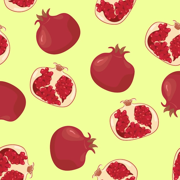 pomegranate pattern whole pomegranate and halves illustration for printing on fabric napkins