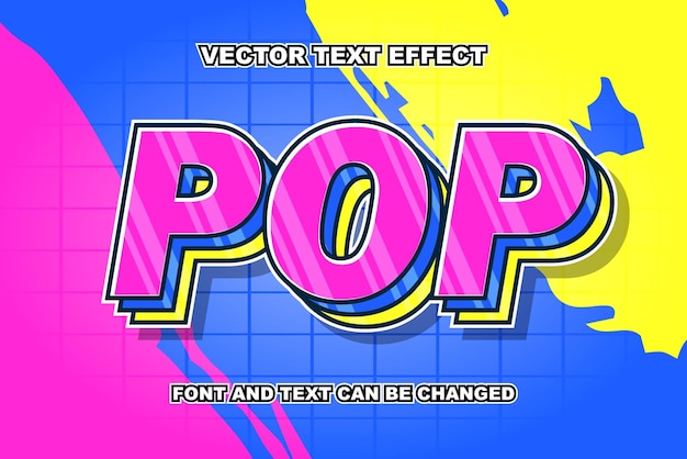 Pop art style cartoon with colorful background editable text effect font style template design