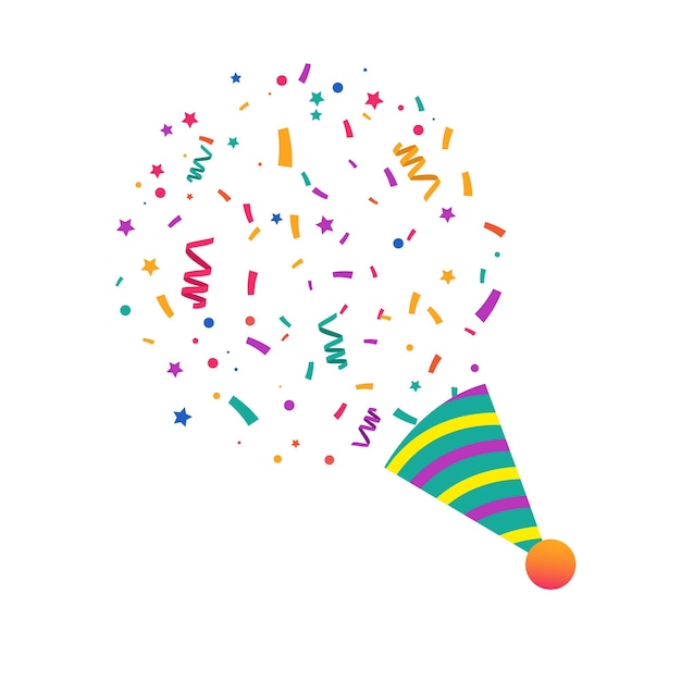 Popper confetti Isolated on white backgroundImage can be used for greeting cards posters sticke