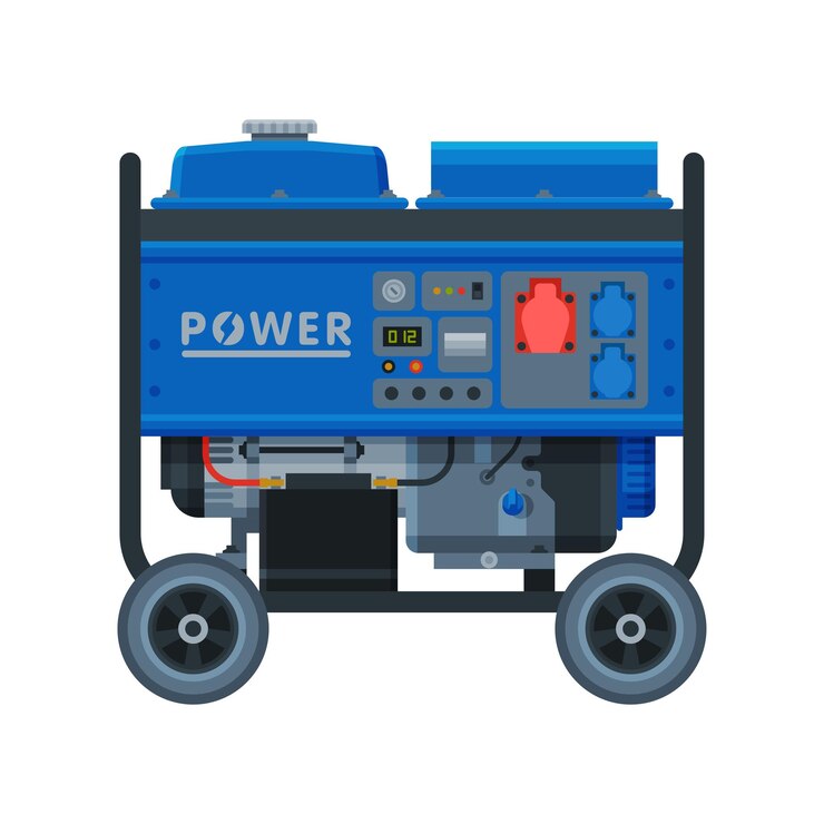 Vektör portable power generator on wheels diesel gasoline electrical equipment vector illustration