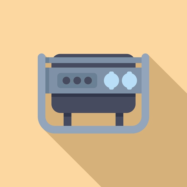 portable power generator supplying electricity with long shadow on yellow background